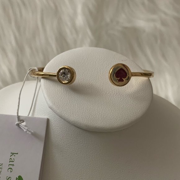 KATE SPADE Spot the Spade Cuff Hinged Bangle Pink - Picture 1 of 2